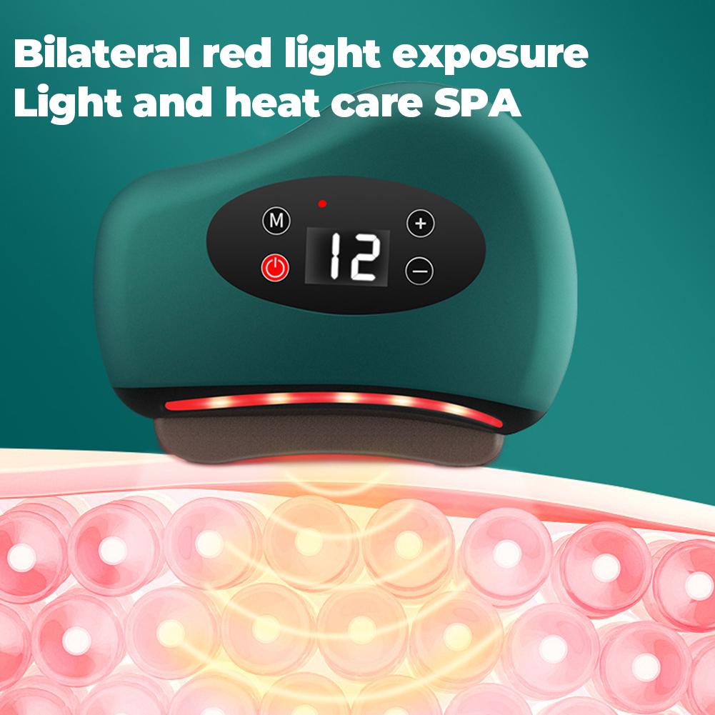 9/12 Gear Electric Guasha Massager,USB Rechargeable Heating Scraping Board for Household Travel,Portable Meridians Dredging Tool