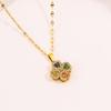 Necklace Light Luxury High Sense Niche Titanium Steel Necklace Trendy Brand Four-leaf Clover Rotatable Temperament Versatile Zircon Necklace Women