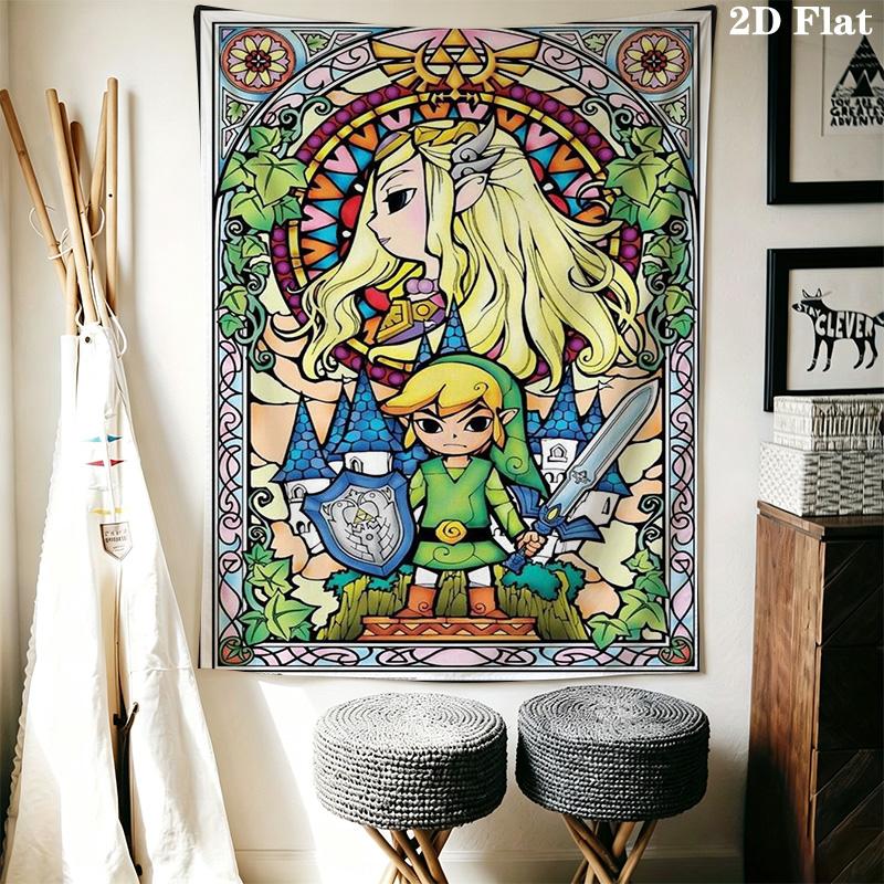 Zelda'S Epic Adventure Hero'S Journey Unfolded Tapestry Fashion Print Background Cloth Soft Background Cloth Background Wall Hanging Cloth