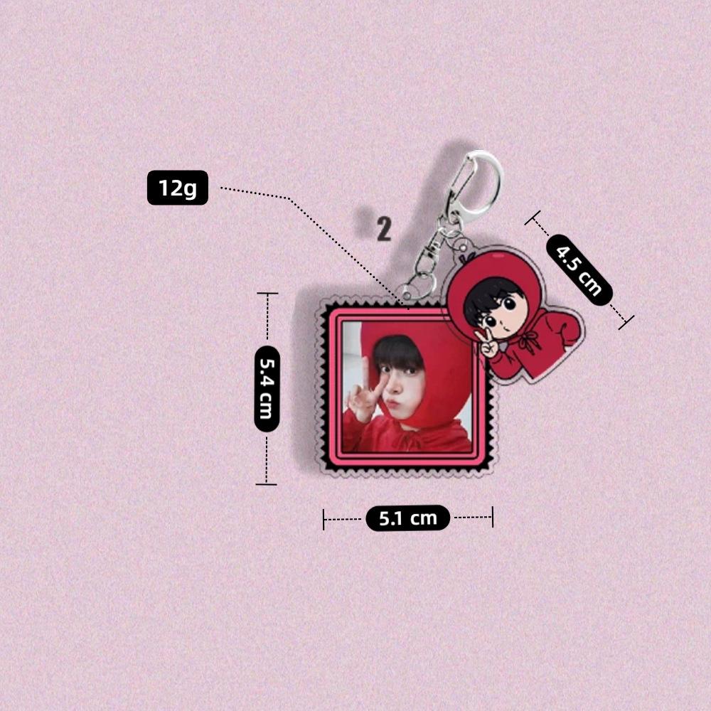 ENHYPEN Funny Fruit Headgear Photo & Cartoon Keychain, Stamp-Style Acrylic Bag Charm with Member Selfie, Engene Fans Collectible Kpop Accessory