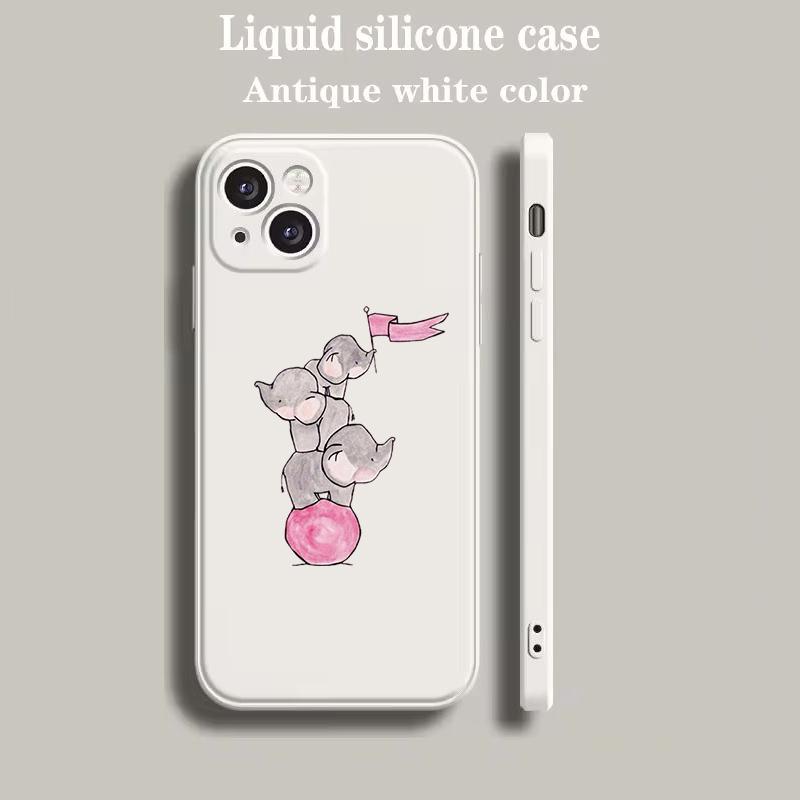Luxus Farb-Handyhülle Für iPhone 15 14 13 12 mini 11 Pro Max XS X XR SE 7 8 Plus Silikon Beige Hülle Pärchen-Stil Cartoon