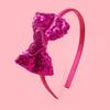 Girl Headband Sparkling Sequins Hearts Bow Decor Lightweight Hair Hoop Seamless Arc Design Party Hair Accessory