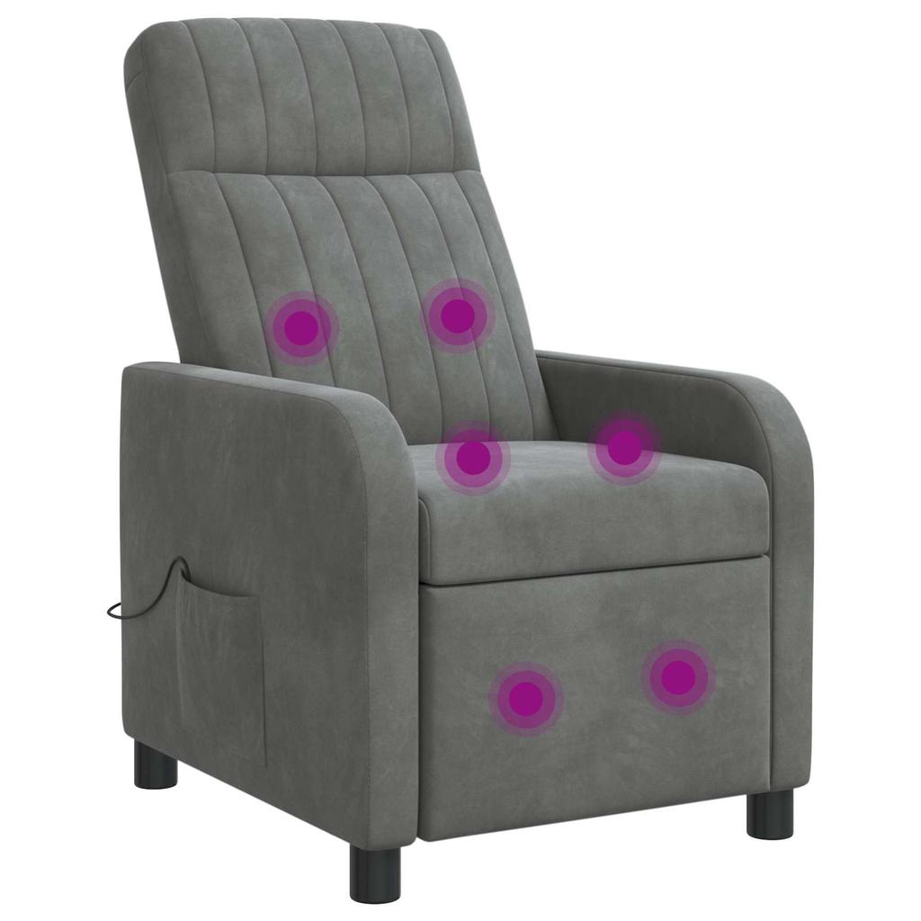 Massage Recliner Dark Gray Velvet (V)