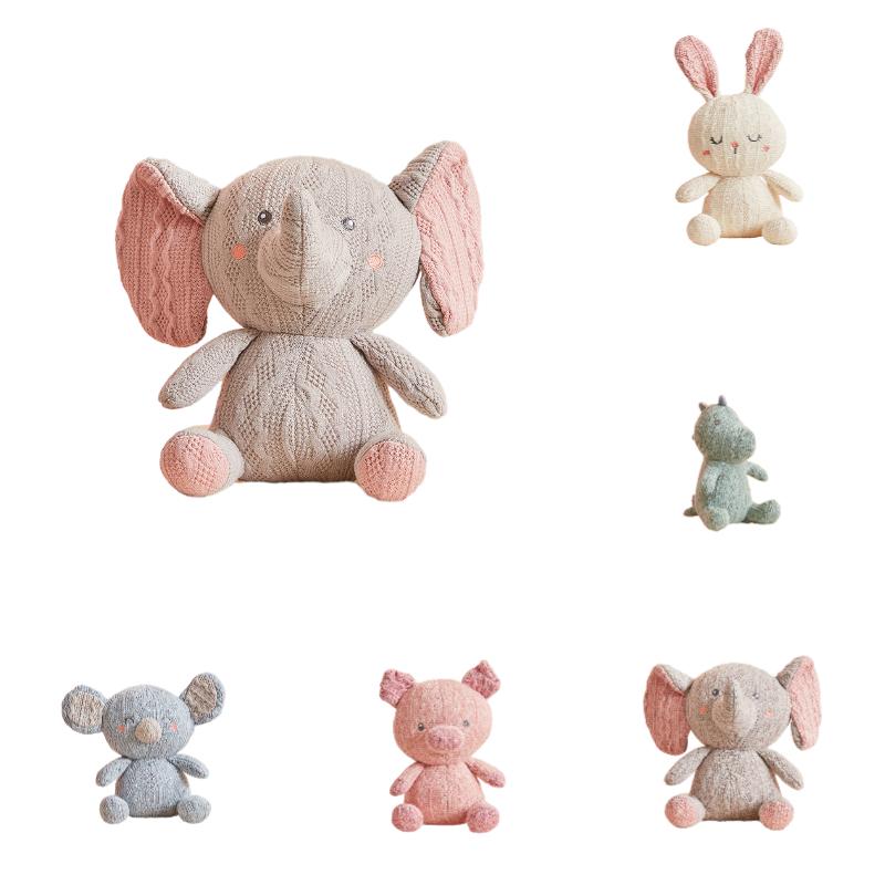 Rabbit Toy Knitted Elephant Pig Plush Baby Comforter Doll Home Decoration Gift