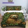 Jungle Sloth Pattern Bedding Quilt Set  Home Decoration  Gift (1 * Duvet Cover + 2 * Pillowcase  Without Core)