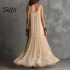 Talos Summer Ruffle Tiered Swing Dress for Women, Boho Beach Flowy Maxi Sundress, Sleeveless A-line Loose Long
