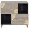 Sideboard Gray and Gold 80 x 33 x 75 cm Solid Mango Wood