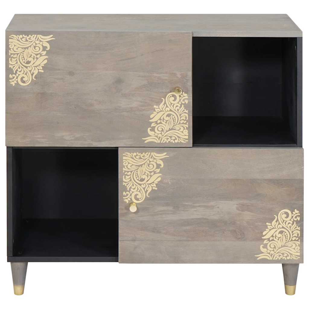 Sideboard Gray and Gold 80 x 33 x 75 cm Solid Mango Wood
