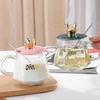 Crown Glass Coffee Cup Handle Glass Water Cup Coffee Cup With Lid And Spoon Teacup Girl Office Gift Cup