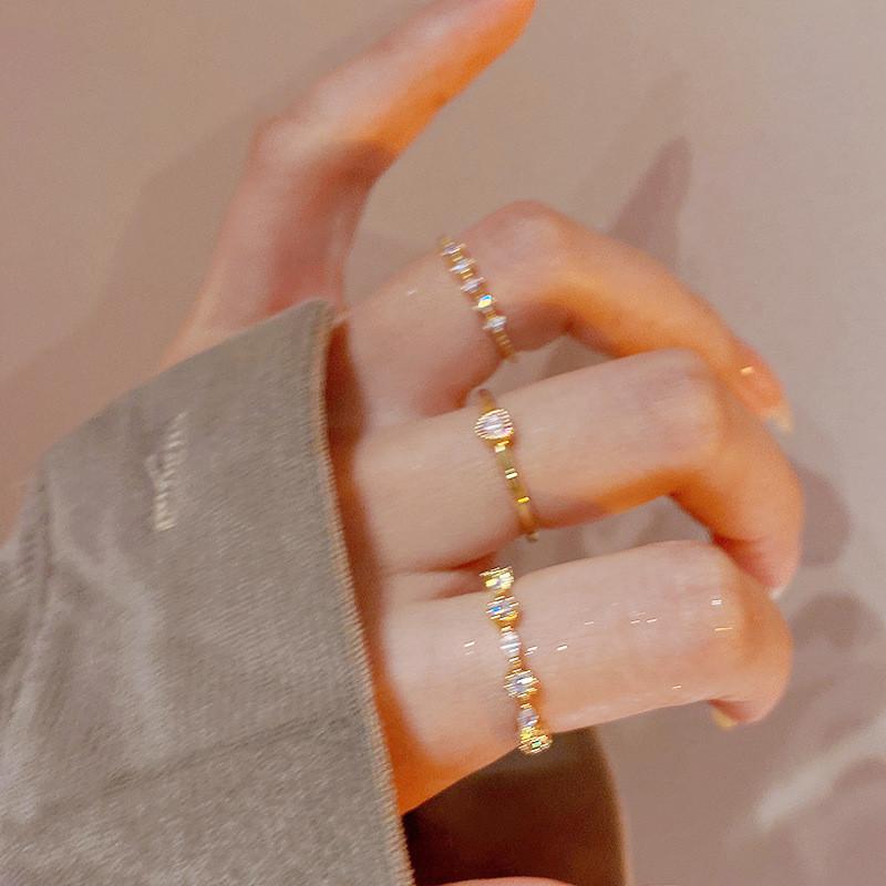 Exquisite Summer Heart Shaped Zirconia Ring Set For Women Adjustable Copper Fashion Jewelry