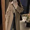 Women's Khaki Light Luxury Korean Style Windbreaker Jacket - Petite Fit, Tall Look, Student Loose Overcoat for Autumn/Winter
