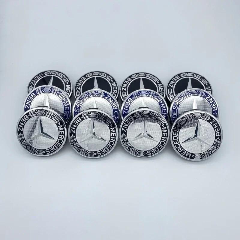 C200 E200 For Mercedes Benz 4PCS 75mm Car Wheel Center Hub Caps Cover For Mercedes Benz GW205 W204 W212 B/C/E/S Class A Class C2