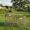 Solar Floor Lamp Set of 2, Rattan Solar Lamps with Light Sensor, LED Solar Light In Boho Style, IP44