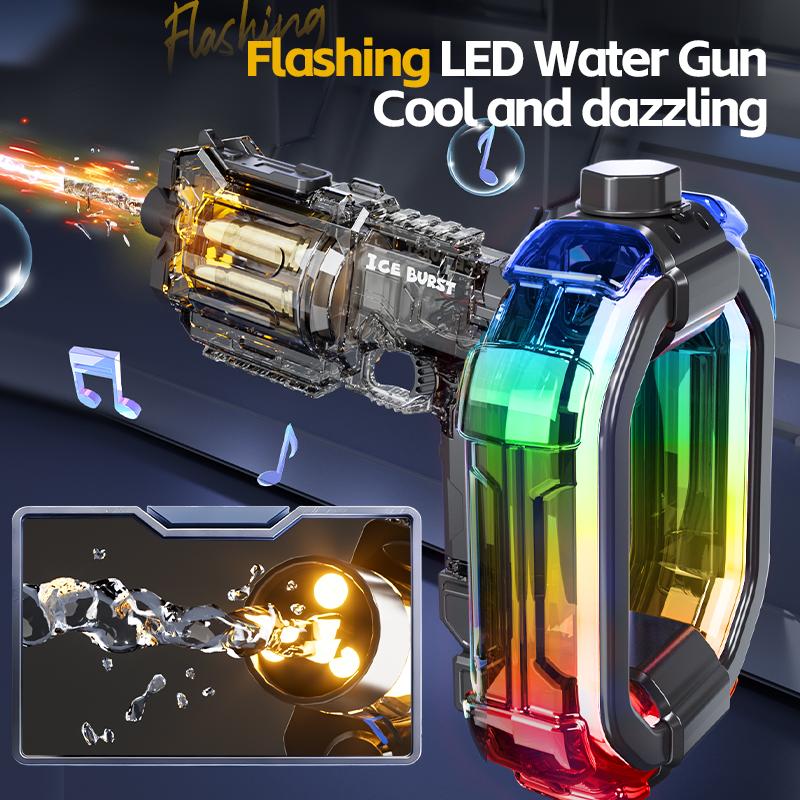Ice Blast Energy Ring Electric Water Gun Automatic Continuous Large Capacity with Sound LED Light Summer Outdoor Toys for Kids