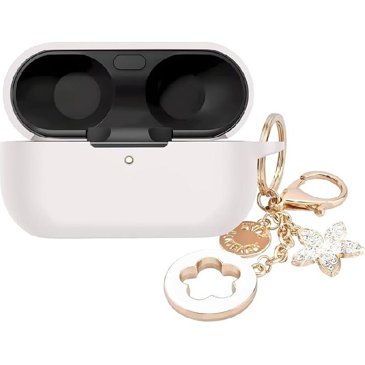 Чехол-накладка, совместимый с наушниками Technics EAH-AZ100, мягкая силиконовая защитная накладка для Technics Reference Class EAH-AZ100 с блестящим брелоком белый