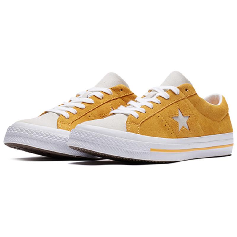 Converse One Star Yellow White Color Block Slip-resistant Lightweight Low-top Skate Shoes Unisex Color Block