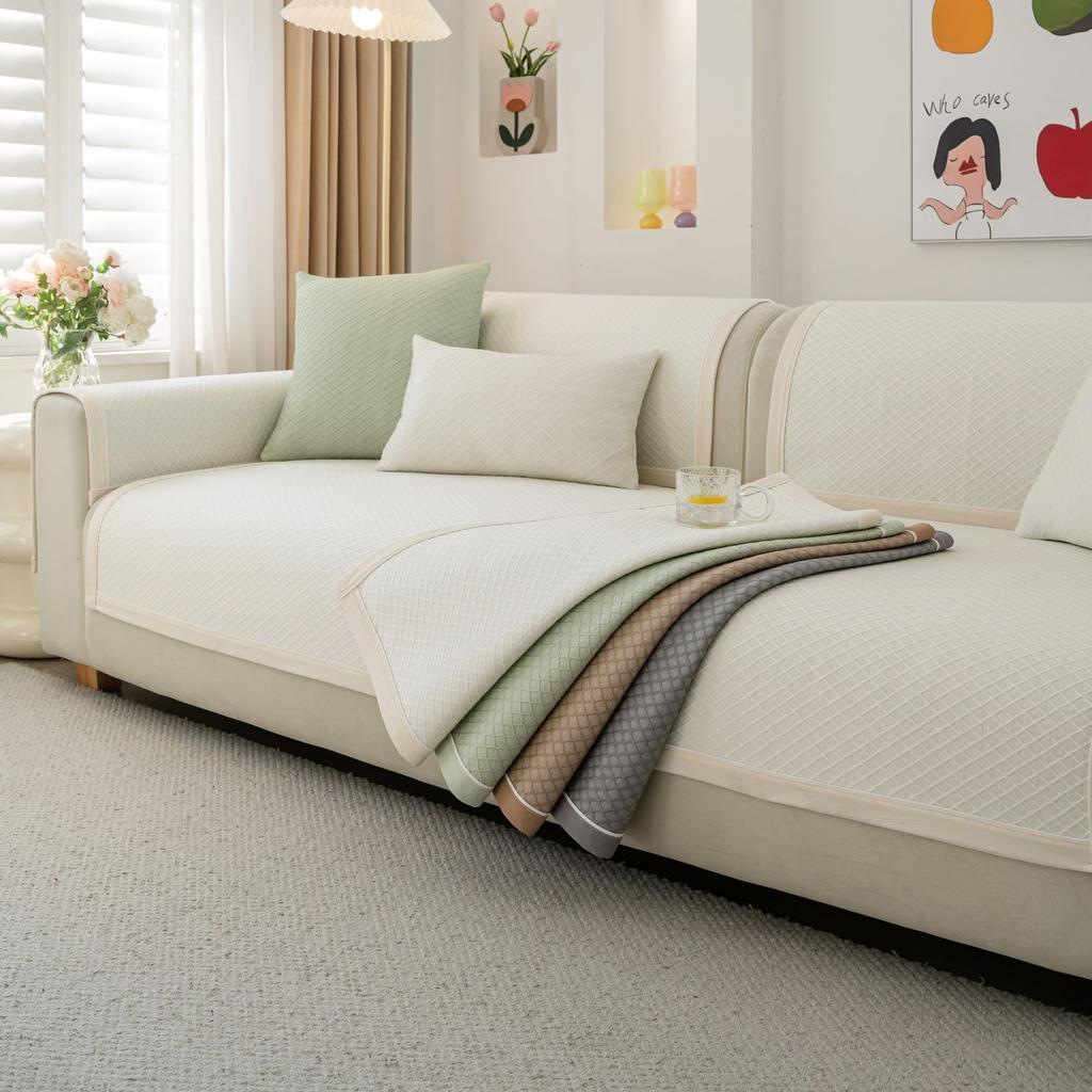 New Summer Ice Silk Cool Sensation Silk Sofa Cushion Solid-Color Cool And Anti-Slip Sofa Cover Soft Mat Covering Cloth Cushion