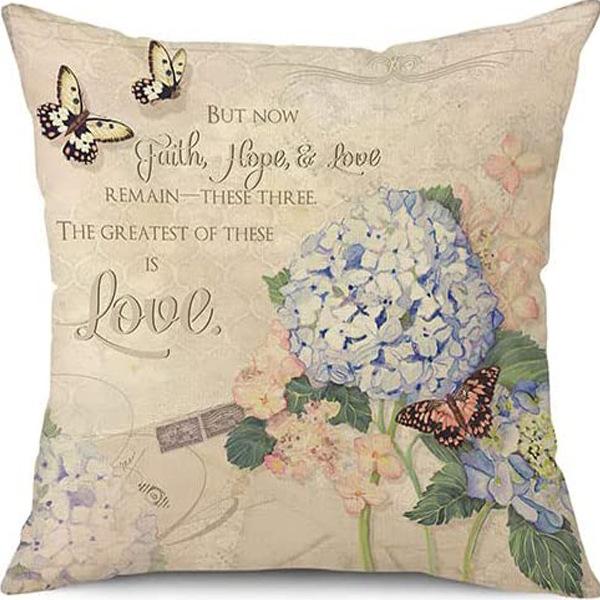 Plant and Flower Hydrangea Printed Linen Pillowcase Home Sofa Living Room Bedroom Pillowcase