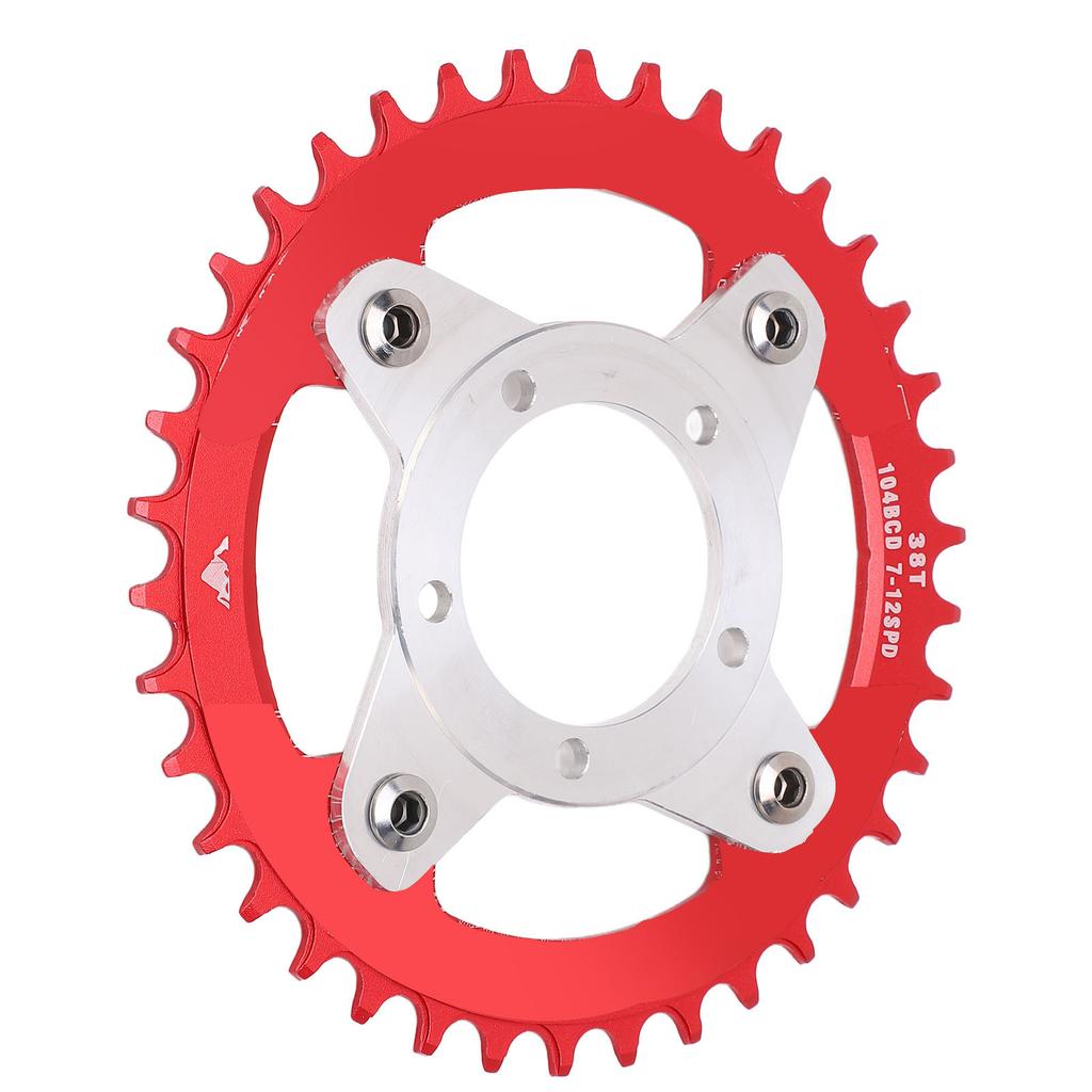 104BCD Electric Bike Chainring and Adapter 38T Aluminum Alloy CNC Cutting For Bafang Central Drive