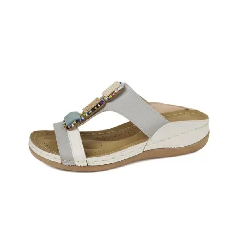 

2024 Летние повседневные туфли на платформе для женщин, уличные женские тапочки с открытым носком, ортопедические женские сандалии с ретро-поддержкой свода стопы 43 серый