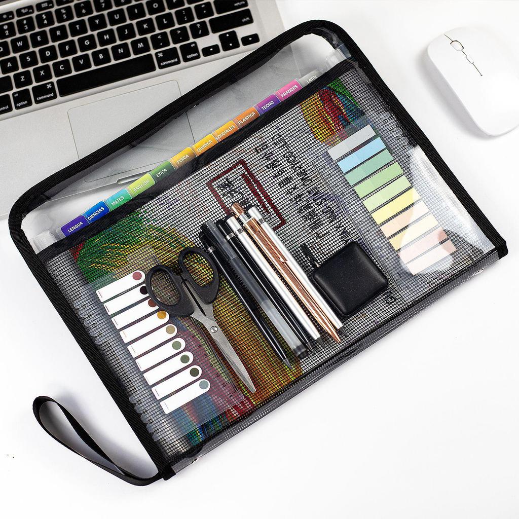 PVC Zipper Accordion Document Organizer A4 - 12 Pockets for Student Papers & Weekly Reports