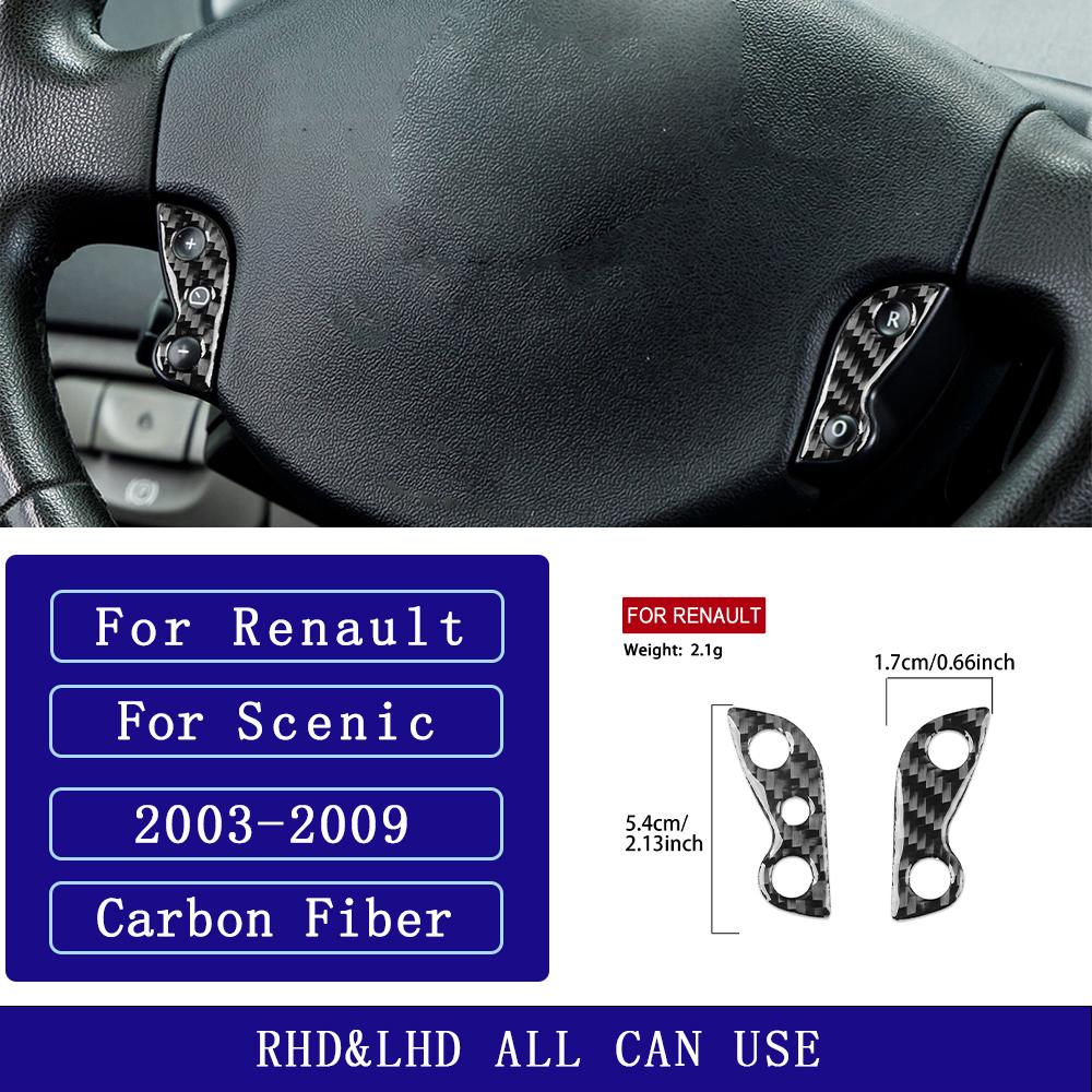 For Renault Scenic 2003-2009 Carbon Fiber Steering wheel button control panel Cover Car Accessories Interior Decorative Stickers