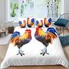 Chicken Duvet Cover Set Watercolor Rooster Bedding Set Animal Flower BedClothes Green Grass Polyester Comforter Cover King Size