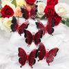 6pcs/set 3d Double Layer Butterfly Valentine's Day Decorative Wall Stickers Glitter Gold Butterfly Decorative Stickers