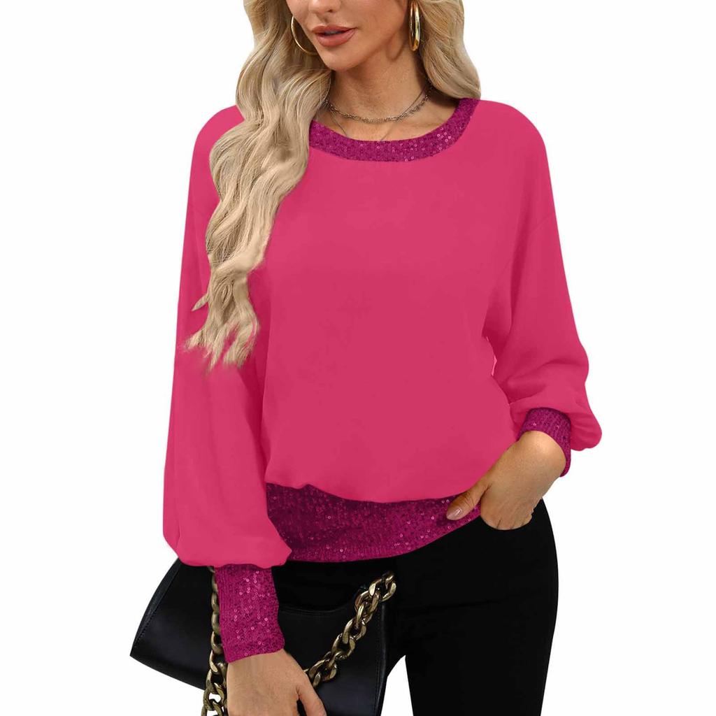 Women's Velvet Pullover Sweatshirt Casual Loose,Fit Color Long,Sleeve Top