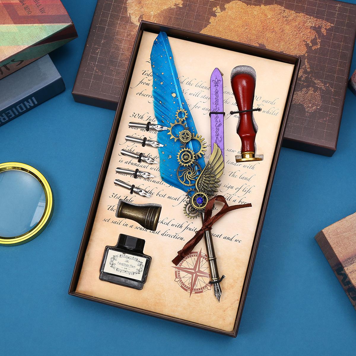 

Ретро Пір яна Ручка Механічна Пір яна Ручка Стімпанк Ручка для Занурення Подарунковий Набір Подарунок на Фестиваль Цісі 0.5mm