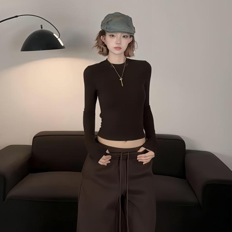 

Women s Spicy American Style Round Neck Long Sleeve Slim T-Shirt - Autumn/Winter XL (115-125)