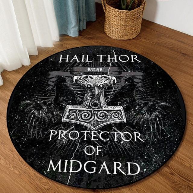 Personalized Carpet Round Carpet Satanic Cat Goat Impaled Throne Area Atheist Carpet Black Cushion Living Room Home Decor