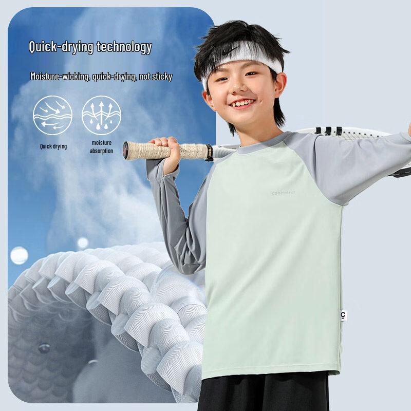Moonkids Boys' Quick-Dry Long-Sleeve Sports T-Shirt