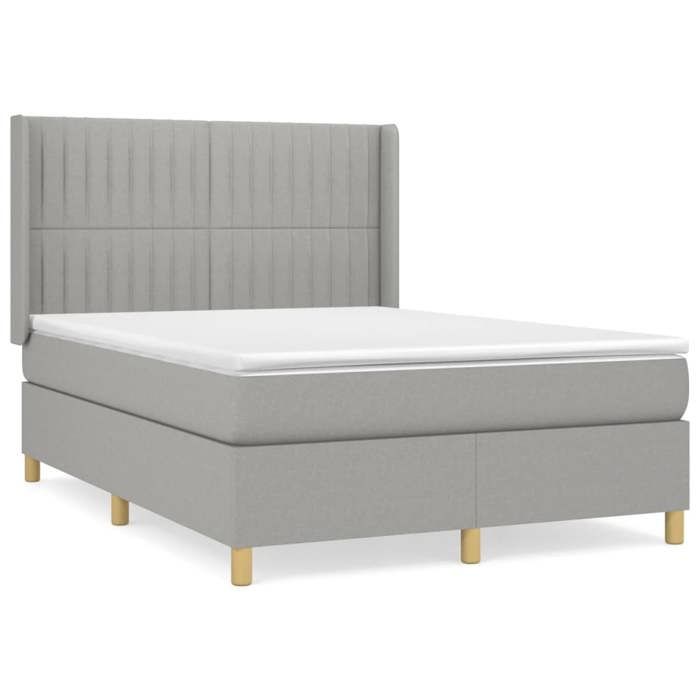 VidaXL Lit à sommier tapissier avec matelas Gris clair 140x200cm Tissu - Modèle 3132153