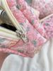 Fresh Quilted Girls' Cosmetic Bag: Large Capacity, Cute Storage, Zippered Pencil Case