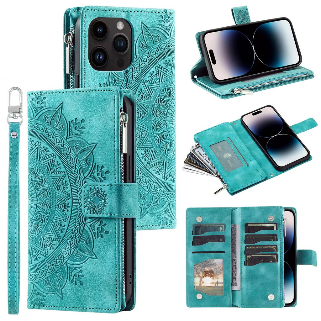 Zipper Leather Wallet Multi Cards Solt Case For iPhone 14 13 12 Mini 11 15 Pro XS Max XR X 8 7 SE 2022 6 Plus Stand Phone Cover