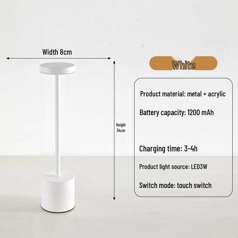 Rechargeable LED Touch Bar Table Lamp: Dimmable Metal I-beam Design for Restaurant and Bar Atmosphere.