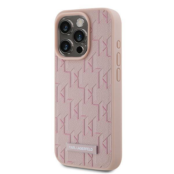 Karl Lagerfeld Klhmp15Lpkhporpp Iphone 15 Pro 6.1 Hardcase Różowy/Pink Leather Monogram Metal Logo Magsafe