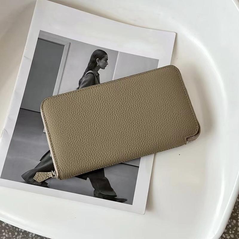 

Простые женские кошельки из натуральной кожи, кошелек из первого слоя коровьей кожи, длинный кошелек, высокая вместимость, на молнии, кошелек для телефона, клатч long легкие хаки