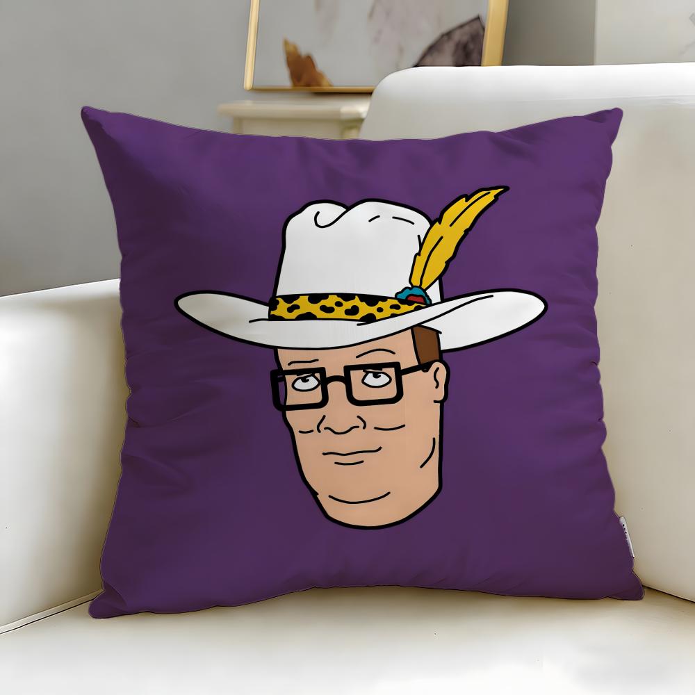 Classic Cartoon King of The Hill Cushion Cover Soft  EasyWash Pillow Case  Versatile for Couch Bed Travel and Office