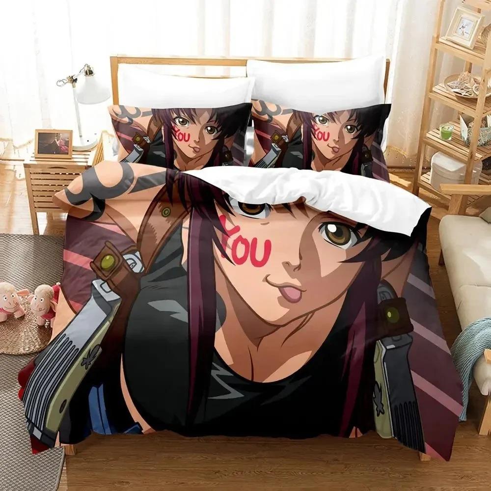 Anime Black Lagoon Bedding Set Duvet Cover Bed Set Quilt Cover Pillowcase Comforter King Queen Size Boys Adult Bedding Set