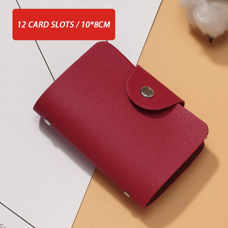 

Business Card Holder Anti-Theft Id Credit Card Holder Fashion Women S 12 Cards Slim Pu Leather Pocket Case Coin Purse Wallet one size