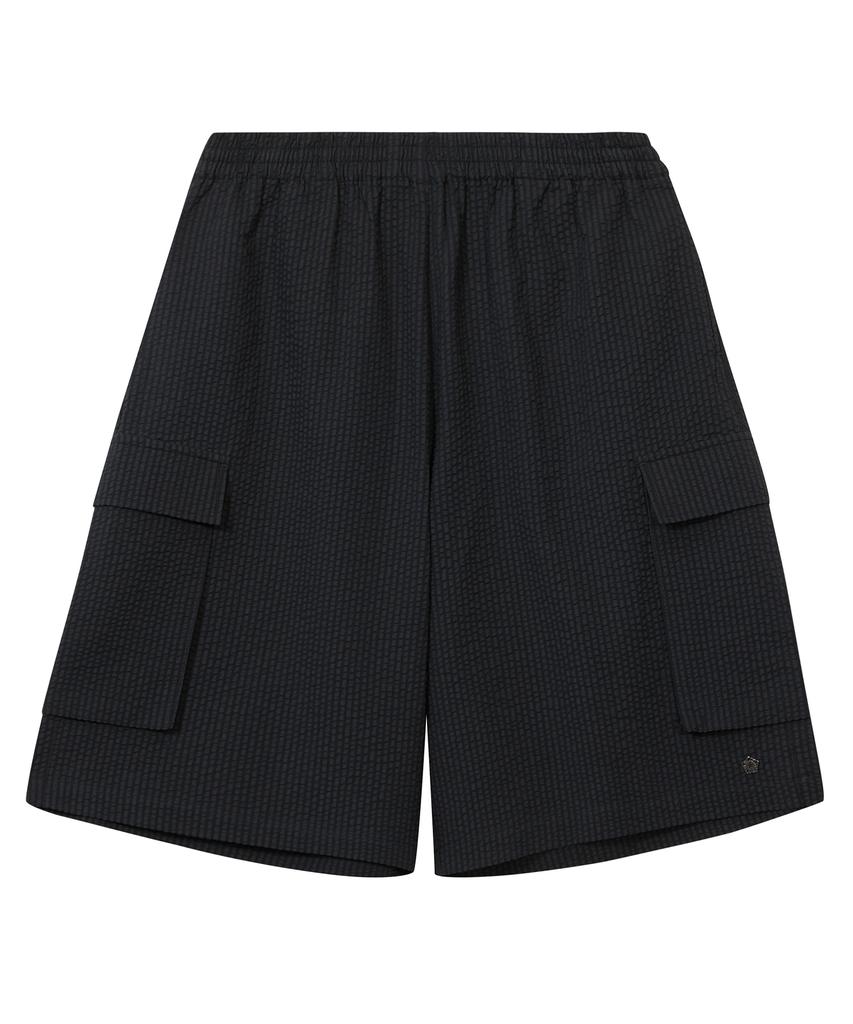 ULKIN [Runway] Seersucker Cargo Bermuda Pants_Charcoal