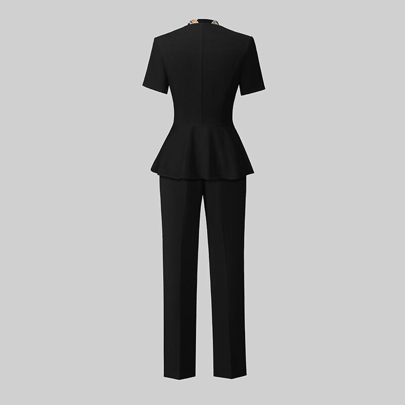 Damen Sommer Kurzarm Professionelles Hosenanzug-Set
