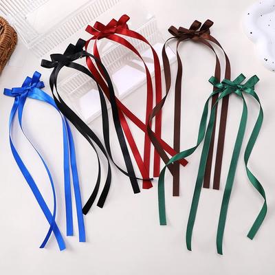 2 Pcs Fabric Hair Bow Hairpin for Women Girls Ribbon Hair Clips Headwear Black White Bow Top Clip Female Hair Accessories