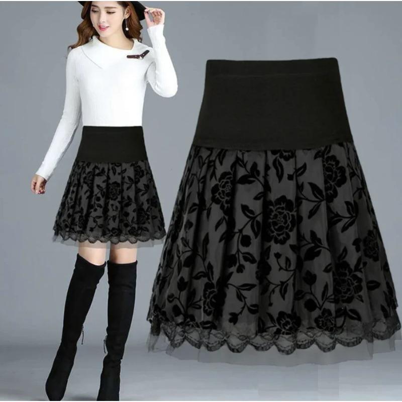 

Voile Pleated A Line Short Skirt Elastic Waist Large Size Woman Skirts Mujer Faldas Saias S