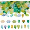 Pandahall 150Pcs Green Leaf Beads Transparent Glass Crystal Tree Leaves Pendants Tiny Green Leaf Bead Caps for DIY Spring Craft Earring Bracelet