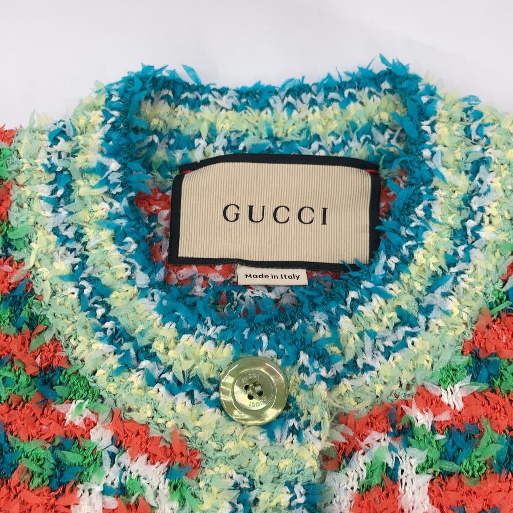 GUCCI 691588 Multicolor Cotton Maxi GG Short Sleeve Knit Cardigan tops XS multicolorUsed