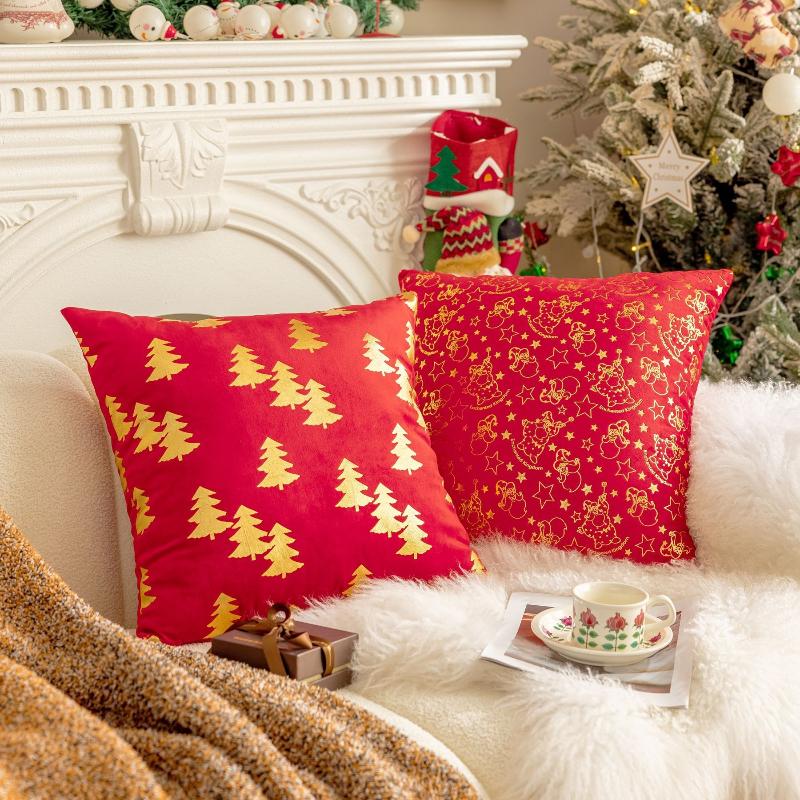 45X45Cm Christmas Tree Throw Pillow Cover Snowflake Plush Cushion Cover Christmas Party Decor Home Decorative Pillowcase