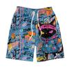 3D Print Colorful Graffiti Cat Short Pants For  Cute Animal Pattern Beach Shorts